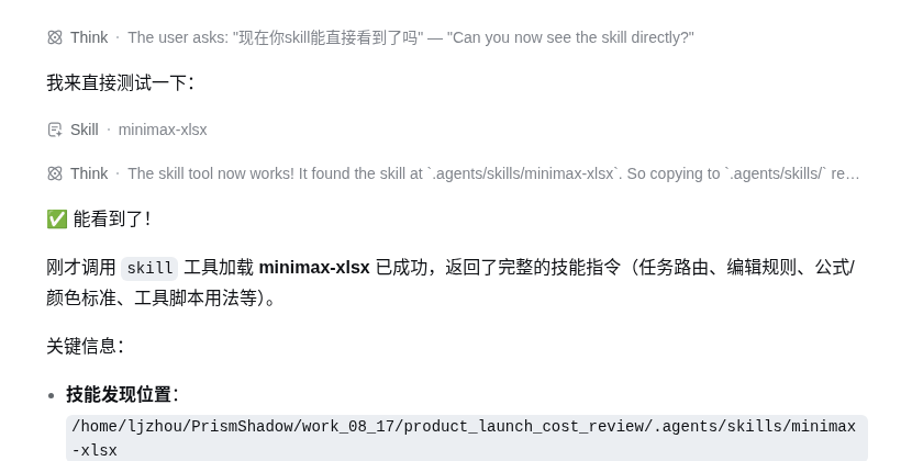 dsh 成功发现并加载 Excel Skill